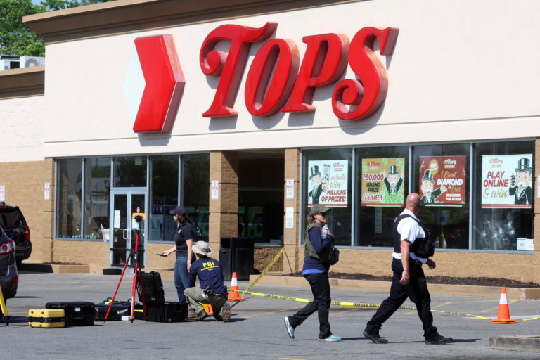 Scene of a shooting at a TOPS supermarket in Buffalo, New York