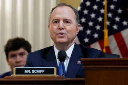 Committee member Rep. Adam Schiff (D-CA) speaks during the fourth of eight planned public hearings of the U.S. House Select Committee to investigate the January 6 Attack on the U.S. Capitol, on Capitol Hill in Washington, U.S. June 21, 2022. Photo by Jonathan Ernst/REUTERS