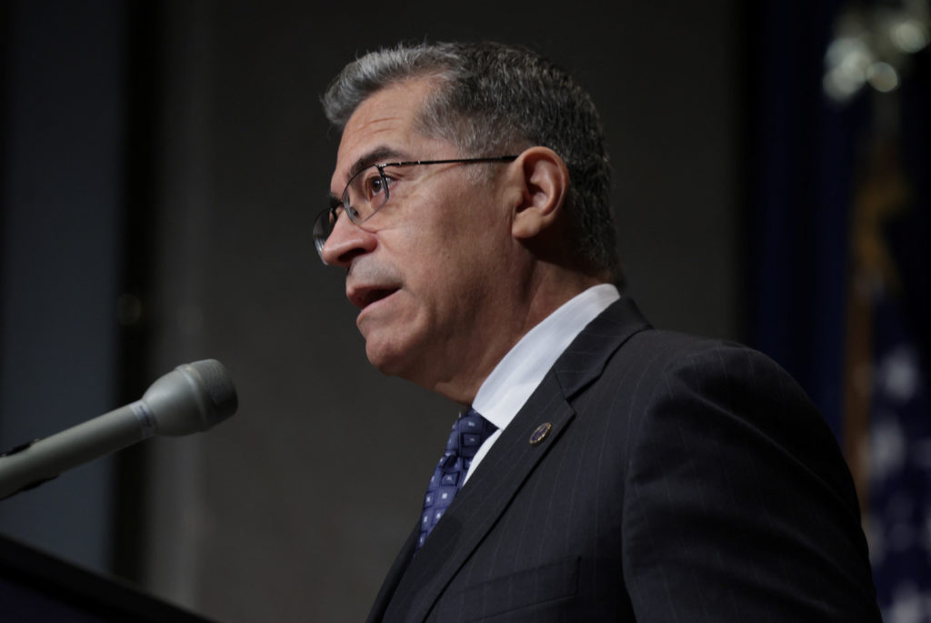 U.S. Health and Human Services Secretary Xaviar Becerra holds a news conference to unveil the Biden administration's actio...