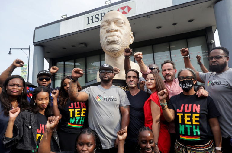 George Floyd statue unveiling event in Brooklyn, New York