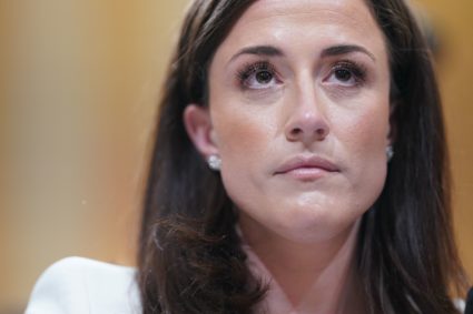 Cassidy Hutchinson, a top aide to former White House Chief of Staff Mark Meadows, speaks during a hearing by the House Select Committee to investigate the January 6th attack on the US Capitol, in Washington, DC, on June 28, 2022. Photo by STEFANI REYNOLDS/AFP via Getty Images