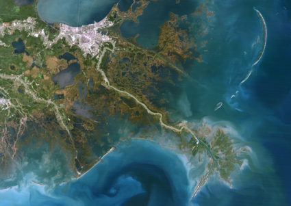 Mississippi River Delta, Louisiana, Usa, True Colour Satellite Image