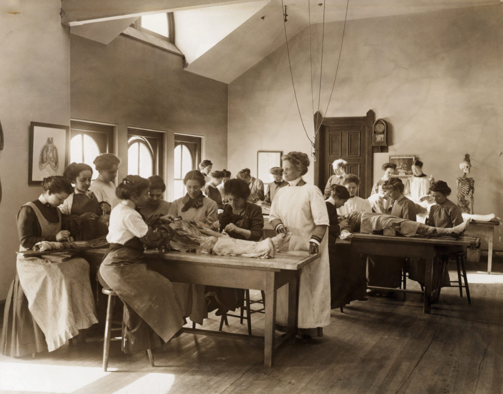 Female Medical Students Dissecting Cadavers