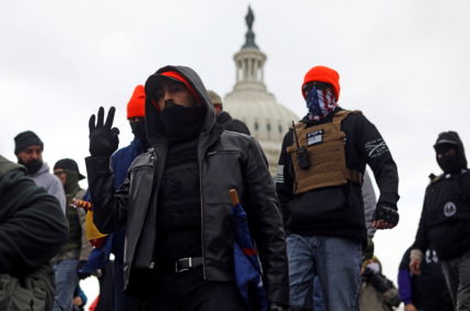 Supporters of U.S. President Donald Trump gather to protest outside the U.S. Capitol in Washington