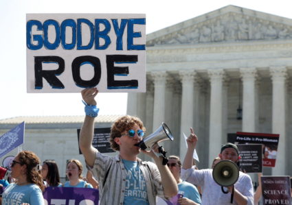 Demonstrators protest near the Supreme Court over abortion rights in Washington
