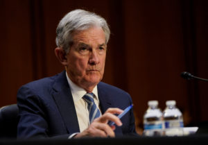 Federal Reserve Chair Jerome Powell testifies before a Senate Banking, Housing, and Urban Affairs Committee hearing on the...