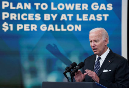 U.S. President Joe Biden speaks about gas prices at the White House in Washington