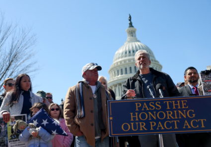Veterans' advocates hold press conference about service members who have illnesses due to exposure to burn pits and other ...