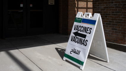 People receive their second COVID-19 boosters in Waterford, Michigan