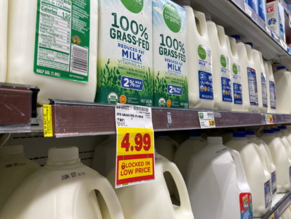 Milk is seen in a supermarket in Los Angeles as inflation continues to hit consumers