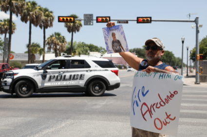 View of the memorial for victims of the Uvalde school shooting