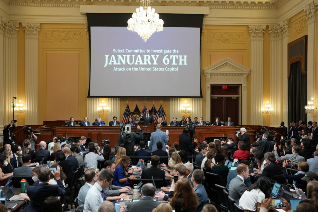 House Select Committee investigating the Jan. 6 attack led by Chairman Rep. Bennie Thompson, D-Miss., swears in the witnes...