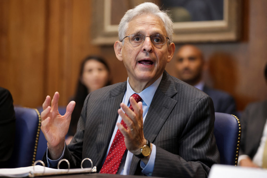 U.S. Attorney General Merrick Garland speaks following a briefing by ATF Director Steven M. Dettelbach (not pictured) on t...