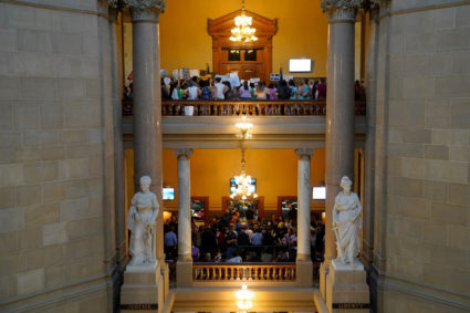 Protest during a special session debating on banning abortion, in Indianapolis