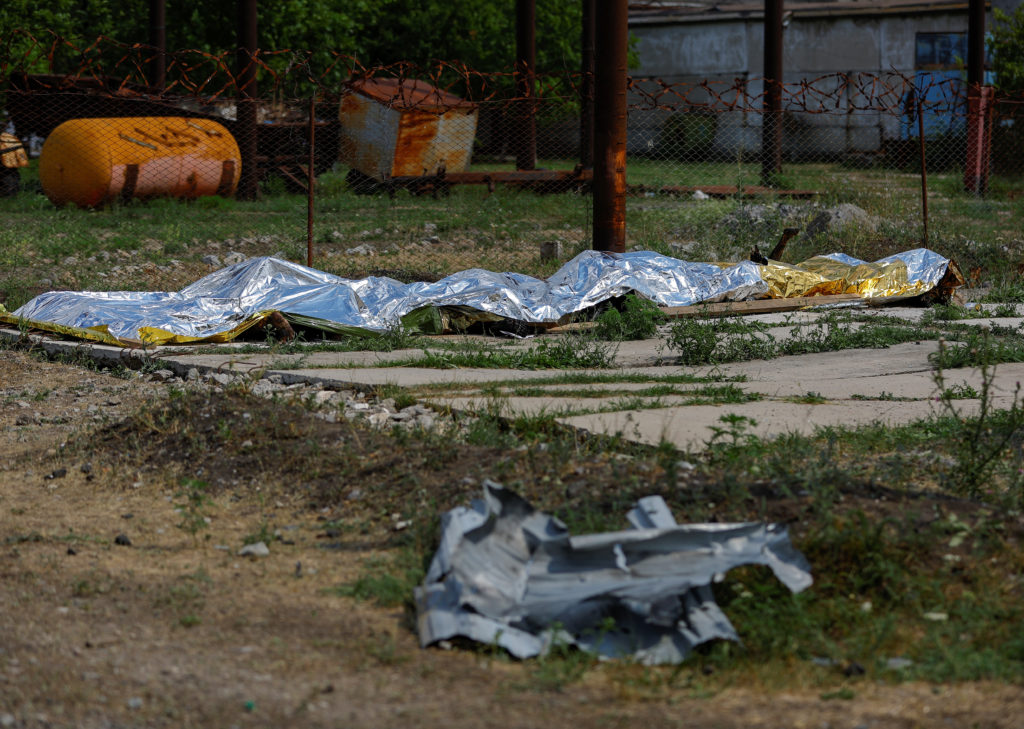Aftermath of prison shelling in Olenivka