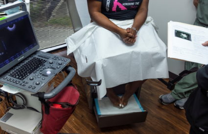 Woman receives an ultrasound at an abortion clinic in Texas