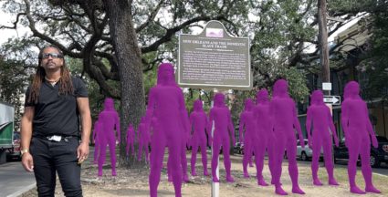 Photo of "Slavery Trails" art exhibit