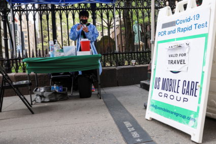 COVID-19 test at pop-up testing site in New York City