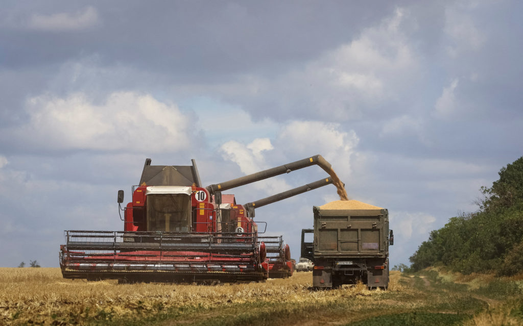 Farmers harvest wheat in Russian-held part of Ukraine's Zaporizhzhia region