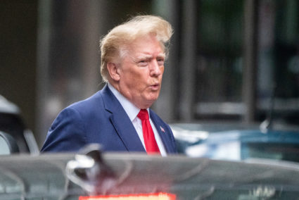 FILE PHOTO: Donald Trump departs Trump Tower two days after FBI agents searched his Mar-a-Lago Palm Beach home, in New Yor...