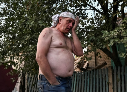 A Russian military strike in Chaplyne