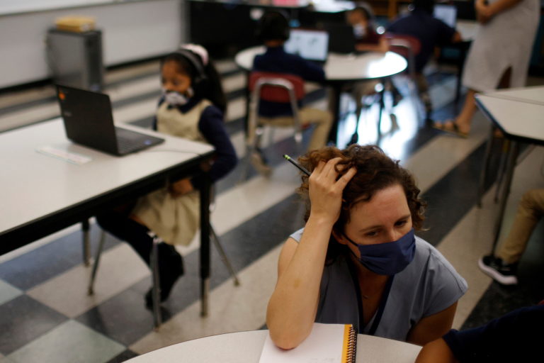 Classes are held with masks being required to be worn at the Sokolowski School in Chelsea