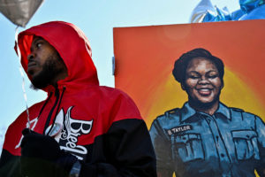 FILE PHOTO: Gathering to mark two years since police officers shot and killed Breonna Taylor, in Louisville, Kentucky