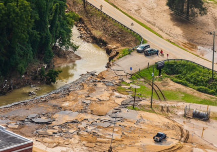 A Kentucky Army National Guard flight crew surveys disaster areas due to flooding