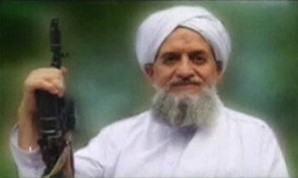 A photo of Al Qaeda's new leader, Egyptian Ayman al-Zawahiri, is seen in this still image taken from a video released on S...