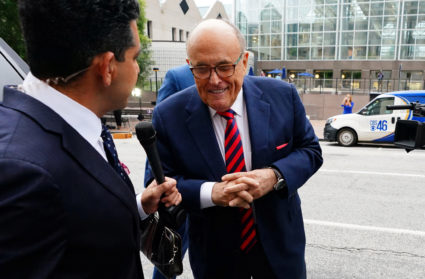 Rudy Giuliani arrives at a courthouse in Atlanta