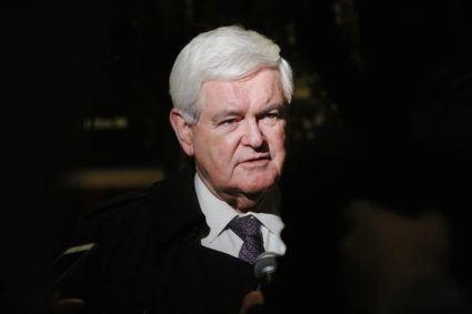 Former House of Representatives Speaker Newt Gingrich speaks to the media as he departs after a meeting with U.S. President-elect Donald Trump at Trump Tower in New York, U.S., November 21, 2016. Photo by Lucas Jackson/REUTERS
