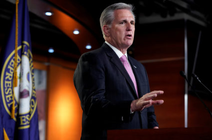 House Minority Leader McCarthy (R-CA) speaks to the media on Capitol Hill in Washington