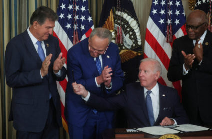 U.S. President Joe Biden signs "The Inflation Reduction Act of 2022" into law at the White House in Washington