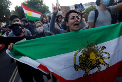 FILE PHOTO: People protest against the death of Iranian woman Mahsa Amini, in London, Britain