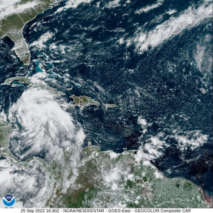 Tropical Storm Ian is seen near the coast of Cuba in this satellite image