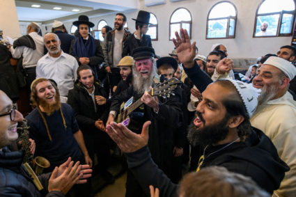 Ultra-Orthodox Jewish pilgrims celebrate the Rosh Hashanah holiday, the Jewish New Year, in Uman