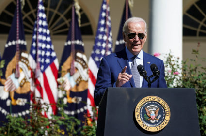 U.S. President Joe Biden delivers remarks on the Americans with Disabilities Act and "Disability Pride Month," in the Rose Garden at the White House in Washington, U.S., September 28, 2022. Photo by Kevin Lamarque/REUTERS