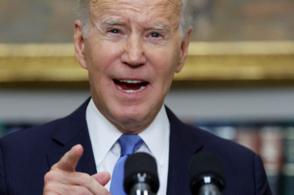 U.S. President Joe Biden makes remarks about Russian President Vladimir Putin's comments on the military conflict in Ukraine after delivering remarks on the federal response to Hurricane Ian at the White House in Washington, U.S. September 30, 2022. Photo by Jonathan Ernst/REUTERS
