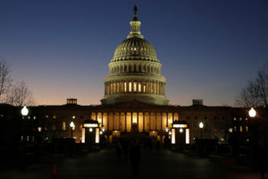 FILE PHOTO: The U.S. Capitol Building is lit at sunset in Washington