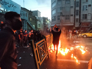 FILE PHOTO: Protest over the death of Mahsa Amini, a woman who died after being arrested by the Islamic republic's "morali...