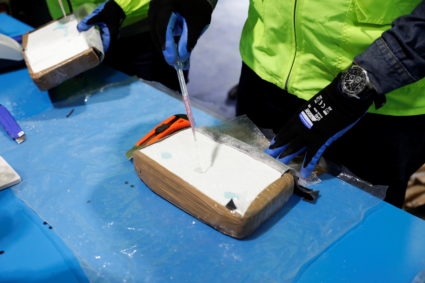 Ecuador's Interior Ministry incinerates more than nine tons of cocaine seized in different operations, in Ecuador