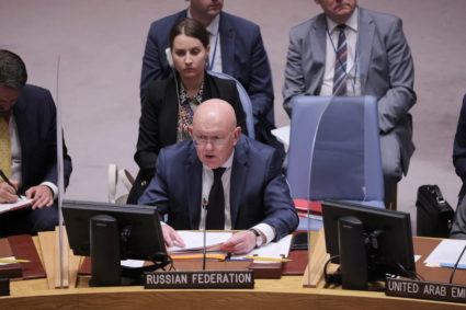 United Nations Security Council meeting regarding Russia's invasion of Ukraine at the United Nations Headquarters in New Y...