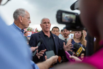Former U.S. Vice President Mike Pence visits the Iowa State Fair