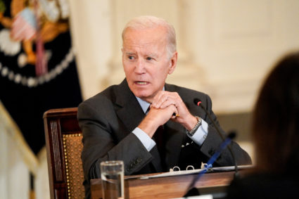 U.S. President Joe Biden attends a meeting of the Reproductive Healthcare Access Task Force in the State Dining Room at the White House in Washington, U.S., October 4, 2022. Photo by Elizabeth Frantz/REUTERS