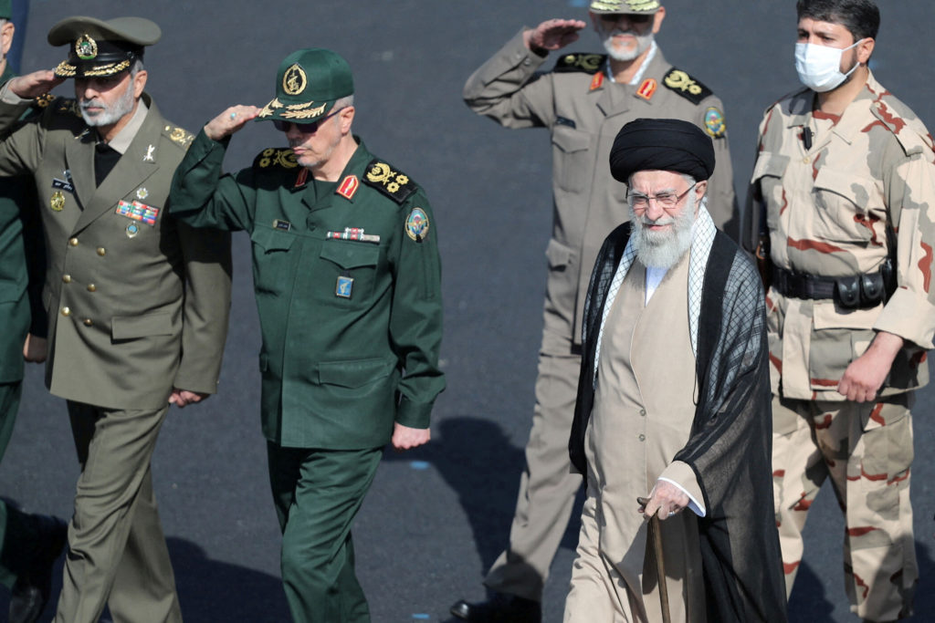 FILE PHOTO: Iran's Supreme Leader Ayatollah Ali Khamenei attends a graduation ceremony for armed Forces Officers' Universi...