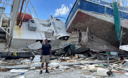 Hurricane Ian battered a shrimp boat tied on at a Fort Myers Beach dock