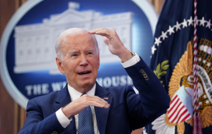 U.S. President Joe Biden makes virtual remarks to the Summit on Fire Prevention and Control from the White House in Washington, U.S., October 11, 2022. Photo by Kevin Lamarque/REUTERS