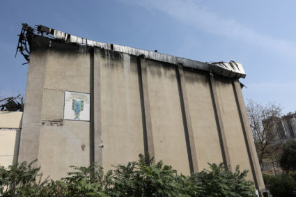 View of the perimeter wall of Evin prison in Tehran