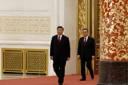 New Politburo Standing Committee members in Beijing