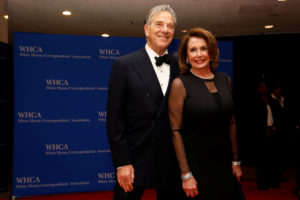 House Minority Leader Pelosi and her husband arrive on the red carpet at the White House Correspondents' Association dinne...